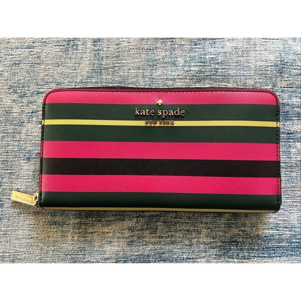 Kate Spade New York Staci 2021 Holiday Multi Striped Large Zip Wallet
